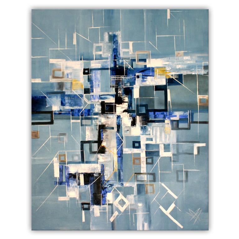 Moderne Ölgemälde Titel : " Blue City " Große: 100 cm x 80 cm Moderne Ölgemälde Titel : " Blue City " Große: 100 cm x 80 cm